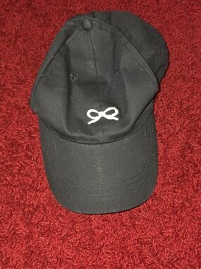 Steve Madden Black Embroidered White Ribbon Bow Baseball Cap Coquette Dad Hat OS